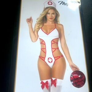 Hot and Ready Sexy Nurse M 2 piece set lingerie cosplay Halloween costume